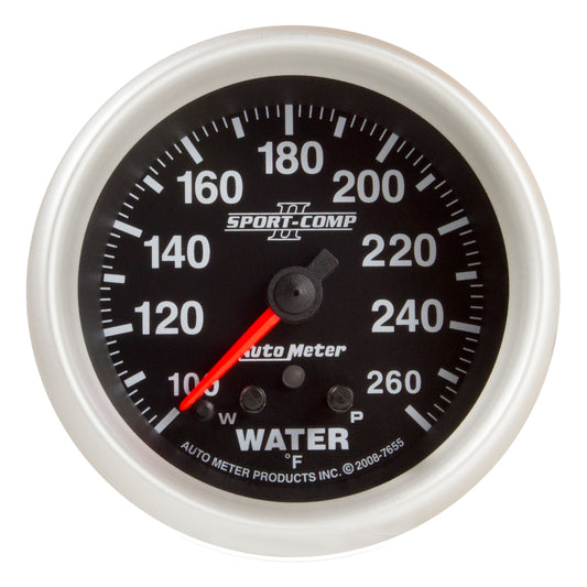 AutoMeter 2-5/8 in. WATER TEMPERATURE 100-260 Fahrenheit SPORT-COMP II 7655