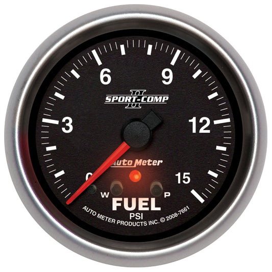 AutoMeter 2-5/8 in. FUEL PRESSURE 0-15 PSI SPORT-COMP II 7661