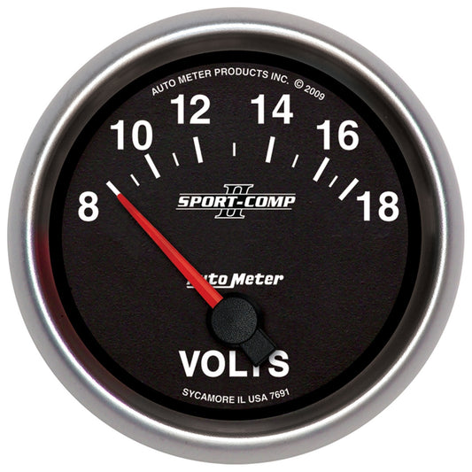 AutoMeter 2-5/8 in. VOLTMETER 8-18V SPORT-COMP II 7691