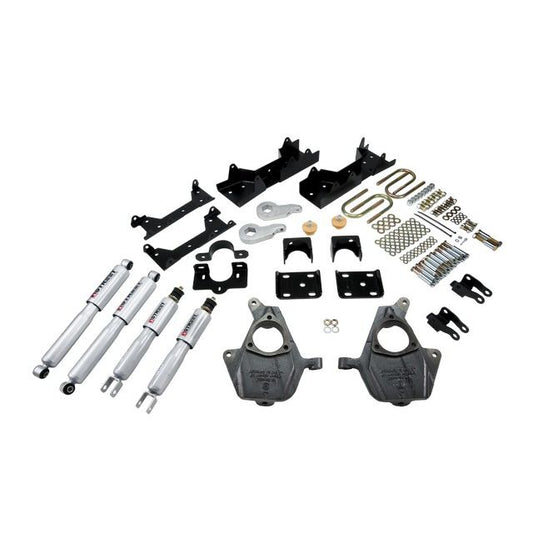 BELLTECH 662SP LOWERING KITS Front And Rear Complete Kit W/ Street Performance Shocks 2005-2006 Chevrolet Silverado/Sierra (Ext Cab w/ Factory Front Torsion bar) 3 in. or 4 in. F/6 in. R drop W/ Street Performance Shocks
