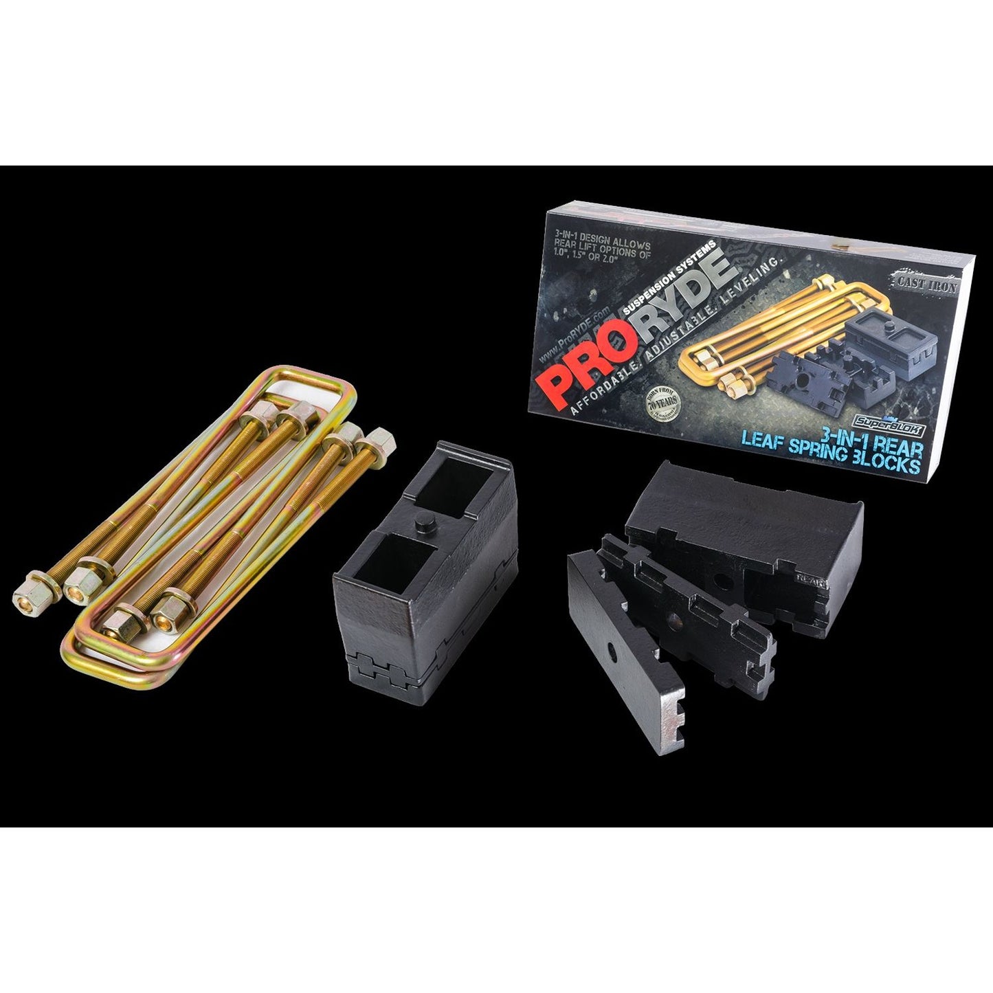 ProRYDE Suspension Systems 52-1000G GM LD 3-in-1 Block Kit w/U-bolts-Tapered