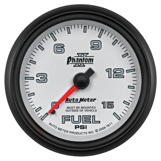 AutoMeter 2-5/8 in. FUEL PRESSURE 0-15 PSI PHANTOM II 7811