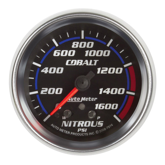 AutoMeter 2-5/8 in. NITROUS PRESSURE 0-1600 PSI COBALT 7974