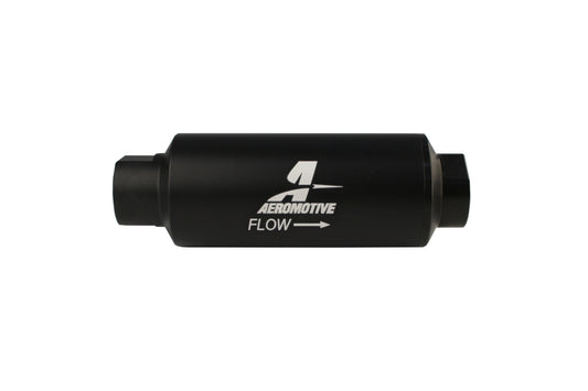 Aeromotive Filter, In-Line, 10-m Fabric Element, ORB-12 Port, Black Hard-Coat, Marine, 2-1/2" OD 12311