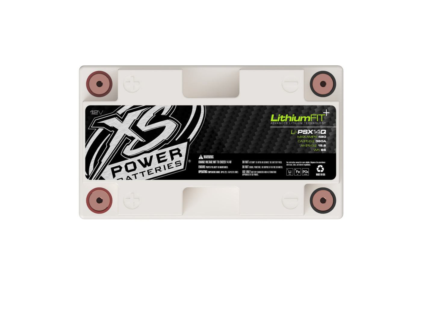 XS Power Batteries Lithium Powersports Series Batteries - M6 Terminal Bolts Included 480 Max Amps Li-PSX14Q