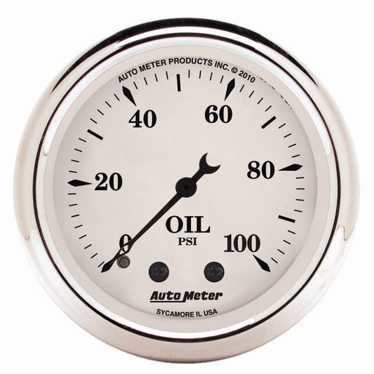 AutoMeter 2-1/16 in. OIL PRESSURE 0-100 PSI OLD-TYME WHITE 1621