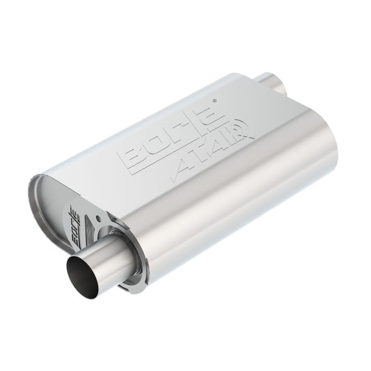 Borla CrateMuffler Muffler Chevrolet Small Block 283/ 327/ 350 CID V8 Stock Output 2.25in Offset Inlet/ 2.25in Offset Outlet ATAK 400847