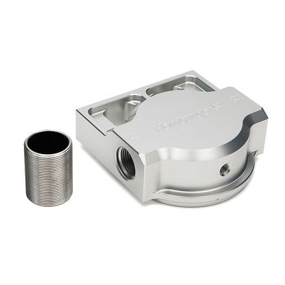 SINGLE Remote Oil Filter Base; Fits PH3786; Flows Left to Right- Billet Aluminum 3403