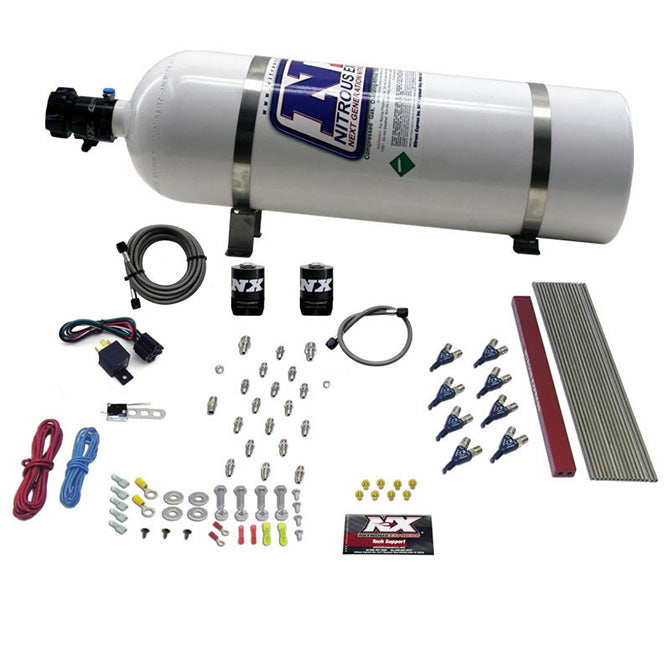 Nitrous Express 8 CYLINDER LT1 LS1 PRO PIRANHA NOZZLE GAS WITH 15LB BOTTLE NX-80010-15