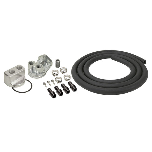 Derale Engine Oil Filter Relocation Kit, 1/2" NPT Ports w/ 22x1.5mm Engine Thread Size 15725