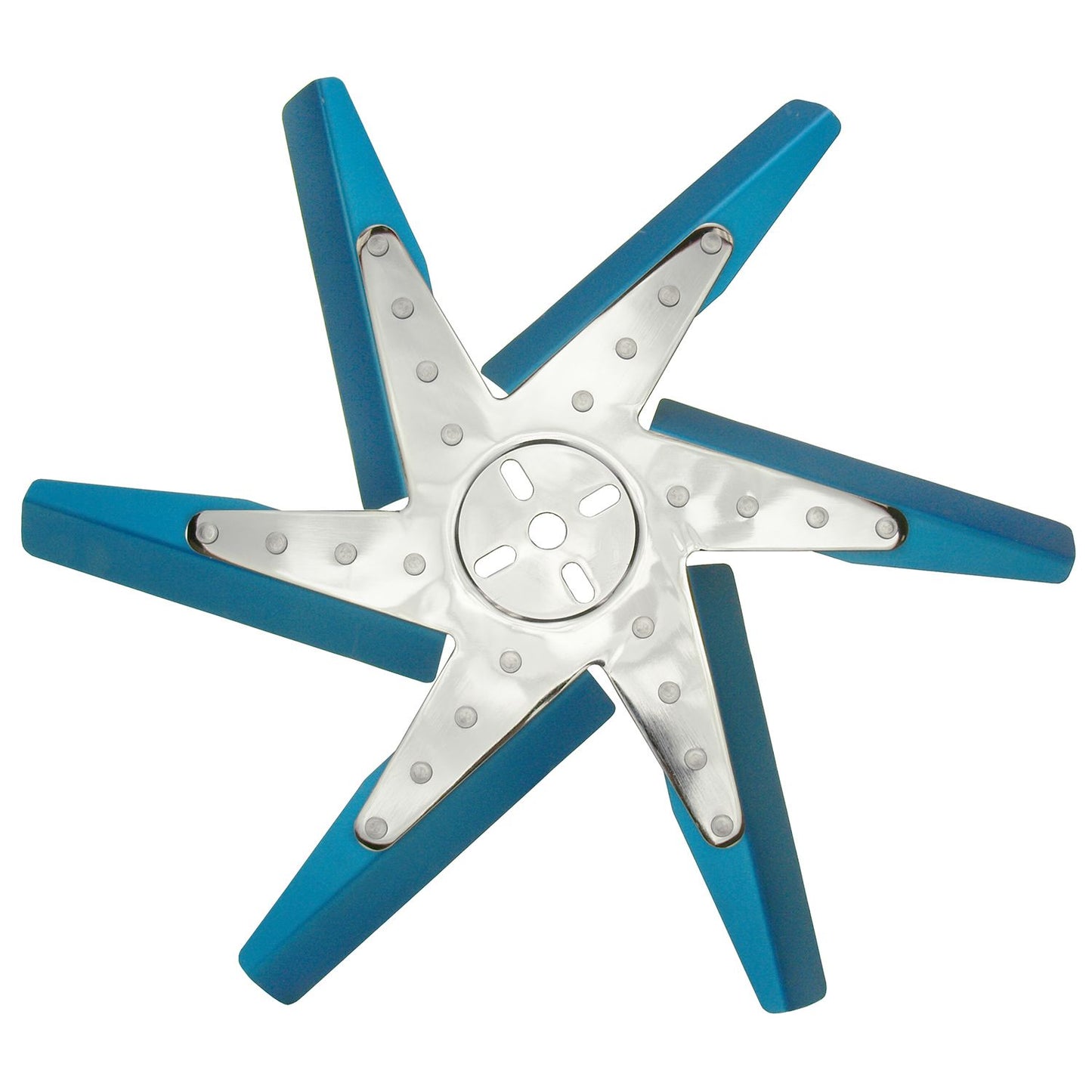 Derale 18" High Performance Alum Standard Rotation Flex Fan, Blue Blade with Chrome Hub 19518