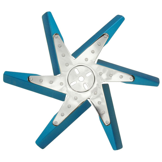 Derale 18" High Performance Alum Standard Rotation Flex Fan, Blue Blade with Chrome Hub 19518
