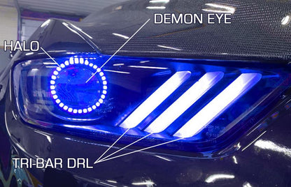 Oracle Lighting 2015-2017 Ford Mustang Pre-Assembled Headlights-Dynamic ColorSHIFT RGB+A-Black Edition