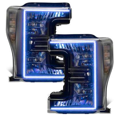 Oracle Lighting 8203-332 - 2017-2019 Ford F-250/350 Superduty ORACLE Dynamic ColorSHIFT Pre-Assembled Headlights - Halogen - Black Bezel