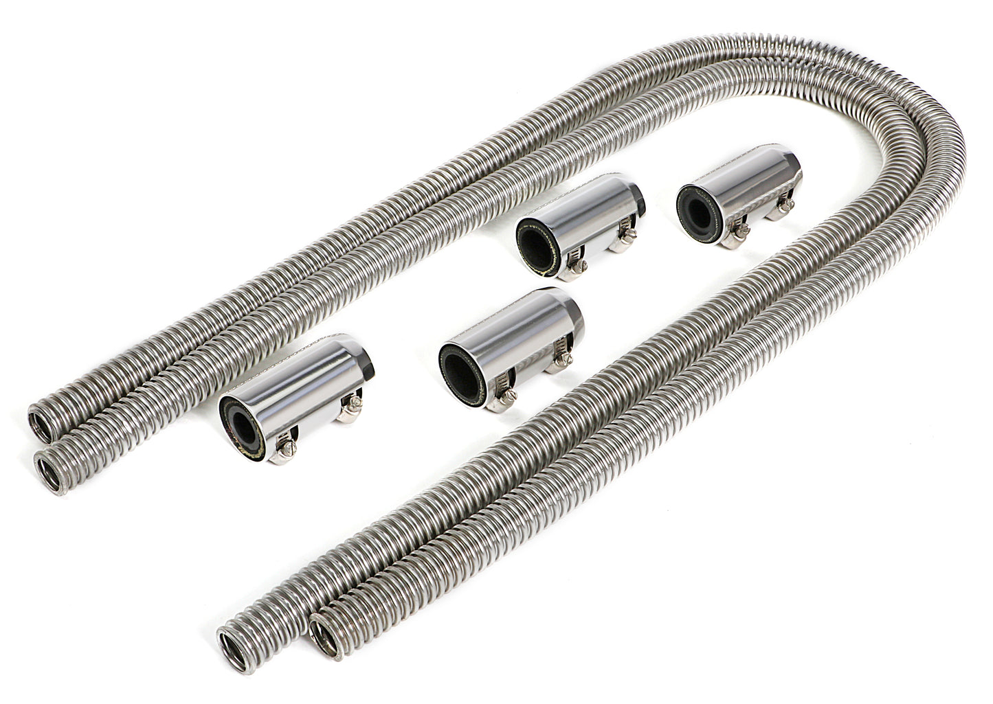 Trans-Dapt Performance Stainless Steel Heater Hose Kit- Polished Aluminum Ends 8208