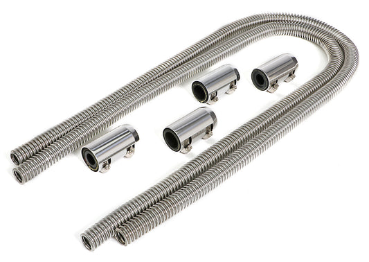 Trans-Dapt Performance Stainless Steel Heater Hose Kit- Polished Aluminum Ends 8208