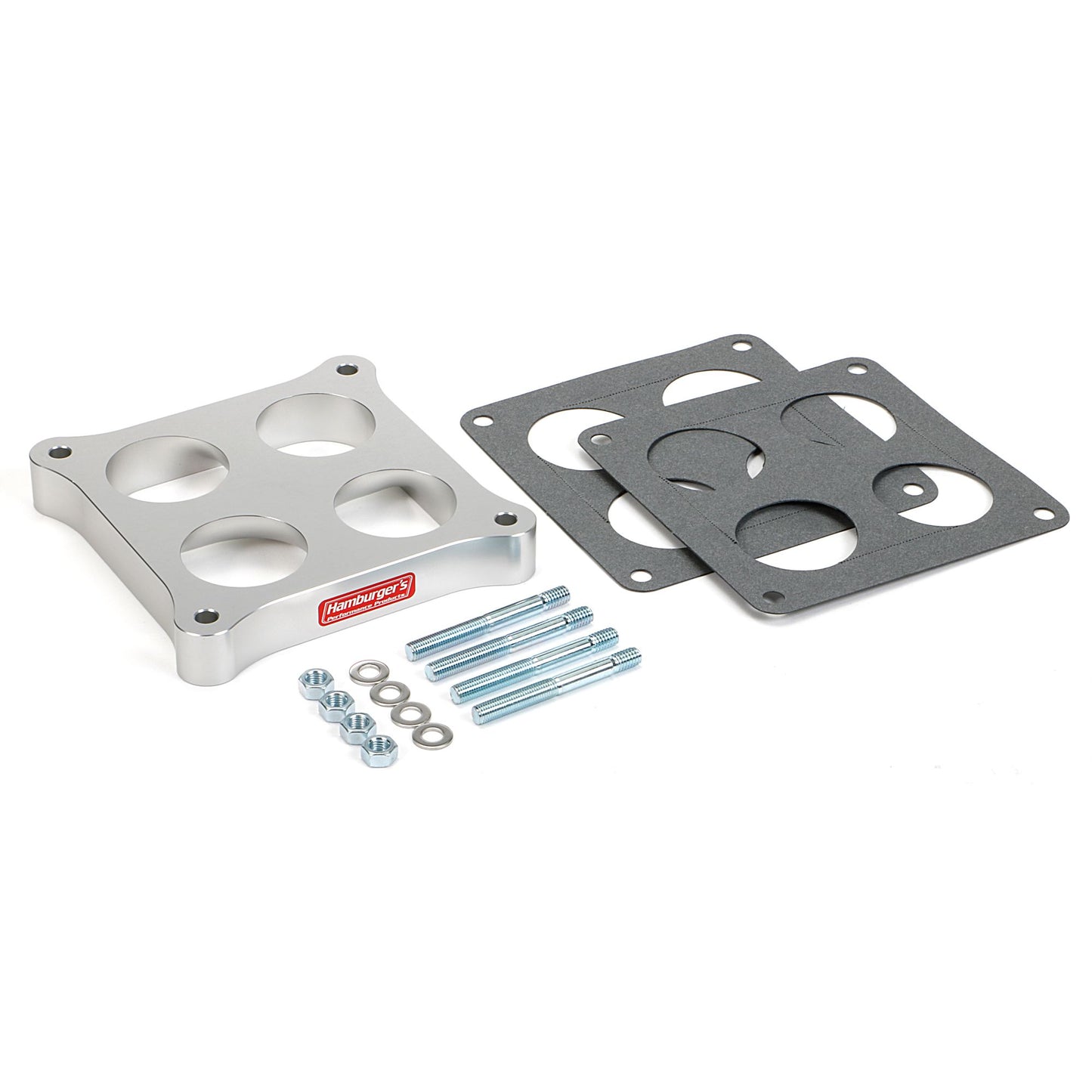 HAMBURGER'S PERFORMANCE PRODUCTS TORQUE-FLOW CARBURETOR SPACER- HOLLEY DOMINATOR- PORTED; 1 IN. TALL- BILLET ALUMINUM 3204