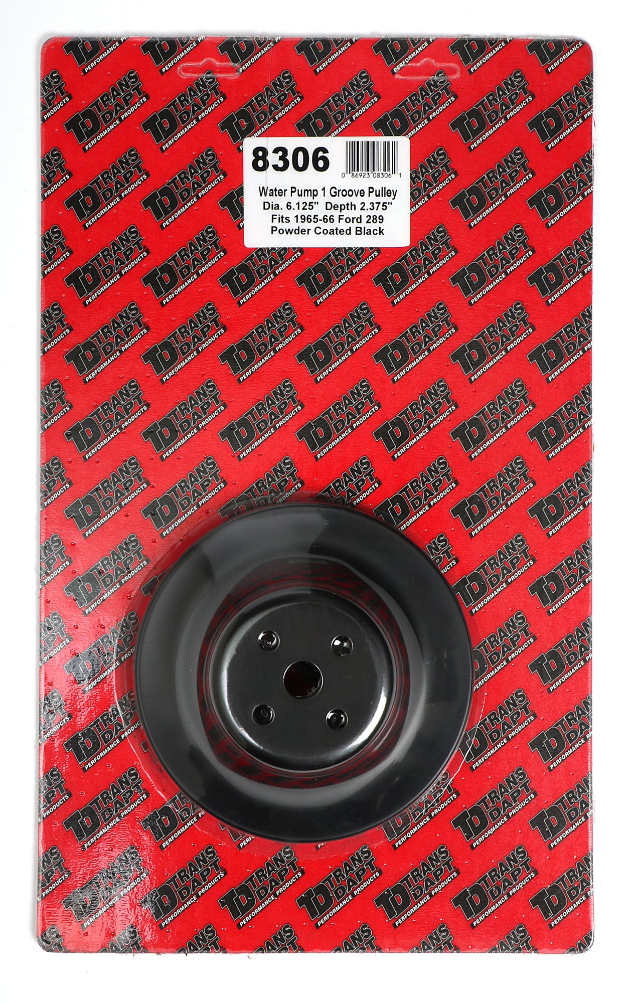 Trans-Dapt Performance Water Pump Pulley; 1 Groove; 1965-1966 Ford 289; O.E. Water Pump- Asphalt Black Powder Coat 8306