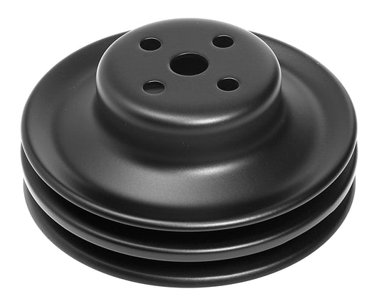 Trans-Dapt Performance Water Pump Pulley; 2 Groove; 1965-1966 Ford 289; O.E. Water Pump- Asphalt Black Powder Coat 8307