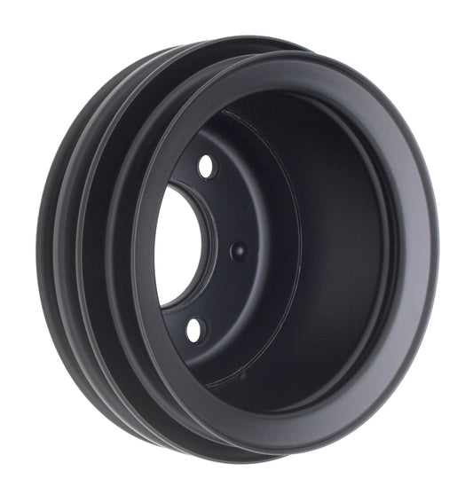 Trans-Dapt Performance Crankshaft Pulley; 3 Groove; 1965-1966 Ford 289; O.E. Water Pump- Asphalt Black Powder Coat 8311