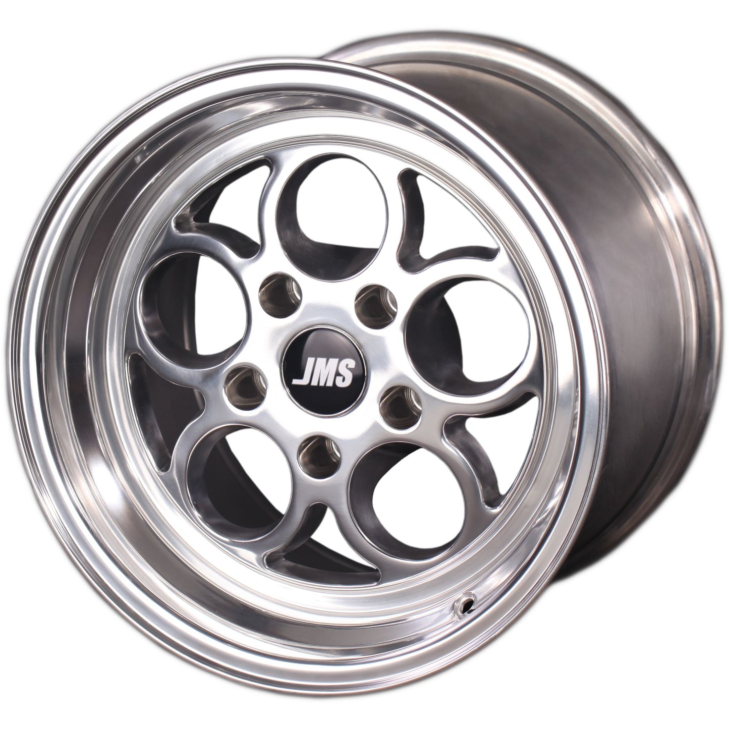 JMS Savage Series Race Wheels - Polished Finish; 17 inch X 10 inch Rear Wheel w/ Lug Nuts - Fits 1994-2002 Chevy Camaro and Pontiac Firebird S1710750CP