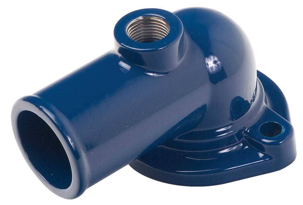 Trans-Dapt Performance Water Neck; Ford 429-460; (O-Ring Seal); - Ford Blue Powder Coat 8342