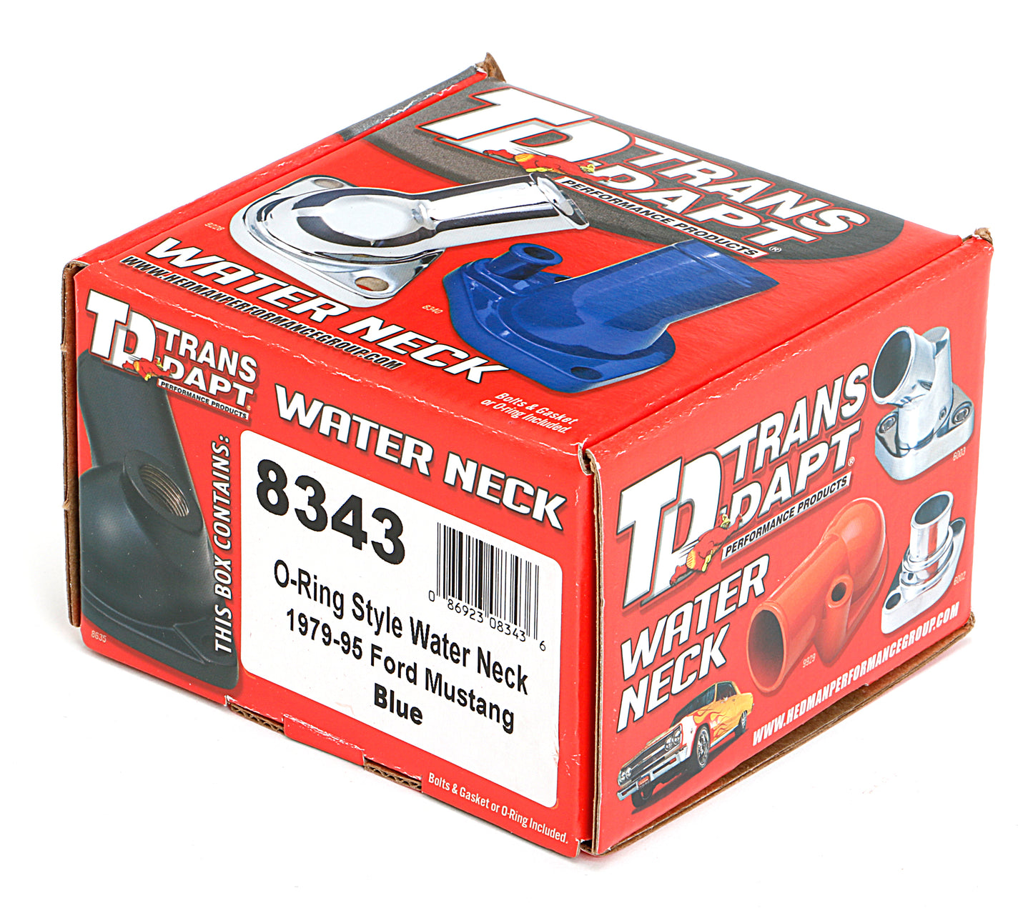Trans-Dapt Performance Ford Blue Powder-Coated Water Neck; 79-95 Mustang 8343