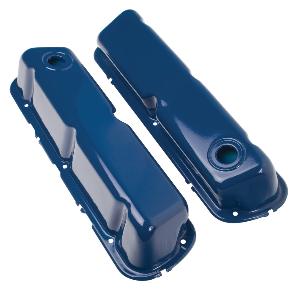 Trans-Dapt Performance O.E.M Reproduction Style Valve Covers; Stock Height; 1962-85 Sb Ford- Ford Blue Powder Coated 8344