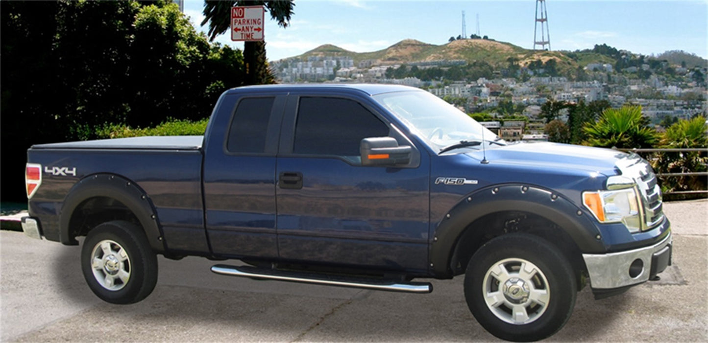 Stampede 8422-2 Black Ruff Riderz Smooth Finish 4-Piece Fender Flare For 2009-2014 Ford F-150 | Fits 67.0/78.8/97.4 In. Bed