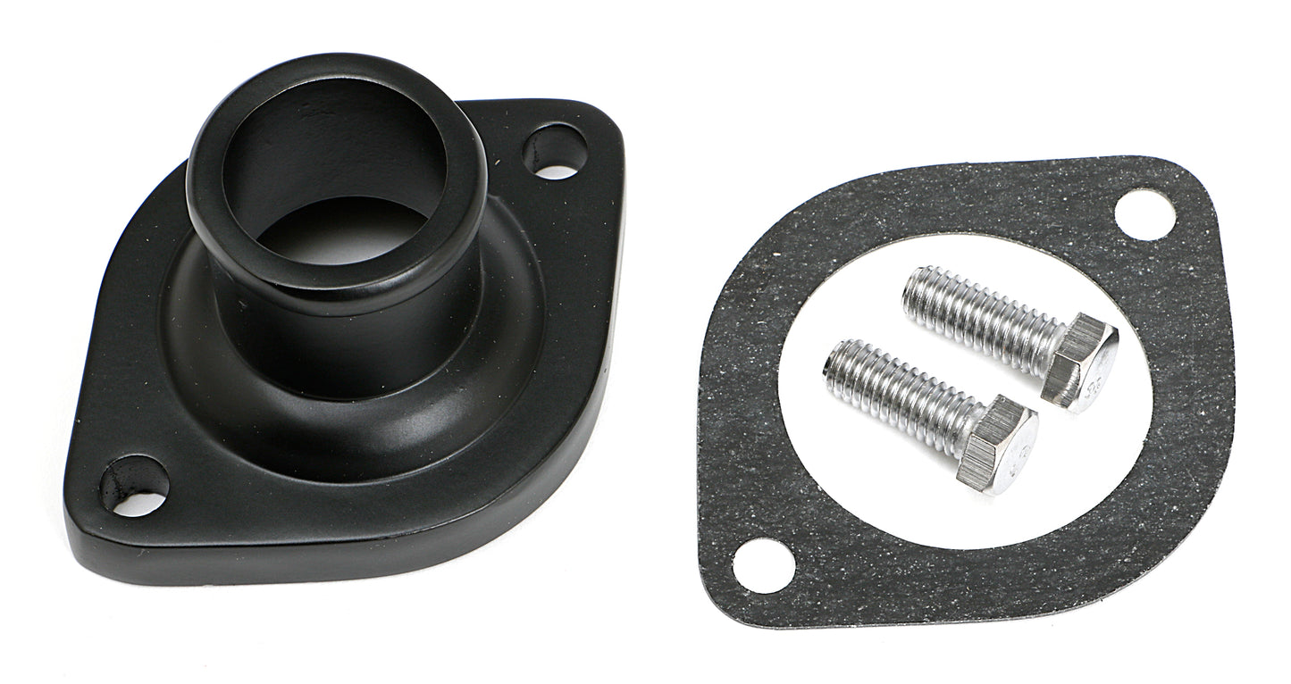 Trans-Dapt Performance Asphalt Black Powder-Coated Water Neck (Thermostat Housing); Mopar V8 8586