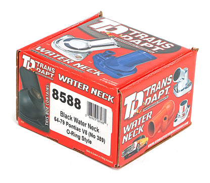 Trans-Dapt Performance Asphalt Black Powder-Coated Water Neck (Thermostat Housing); 64-79 Pontiac V8 (Not 389) 8588