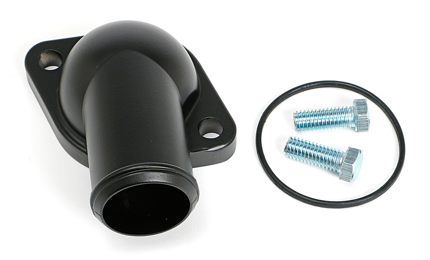 Trans-Dapt Performance Asphalt Black Powder-Coated Water Neck (Thermostat Housing); 64-79 Pontiac V8 (Not 389) 8588