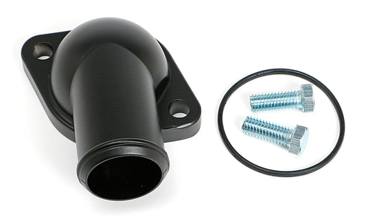 Trans-Dapt Performance Asphalt Black Powder-Coated Water Neck (Thermostat Housing); 64-79 Pontiac V8 (Not 389) 8588