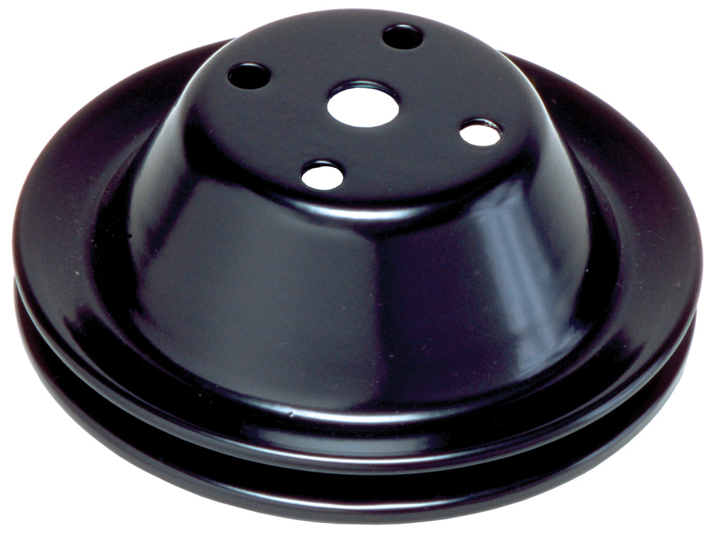 Trans-Dapt Performance Water Pump Pulley; 1 Groove; 1955-1968 Chevrolet 283-350; Short Water Pump-Asphalt Black Powder Coat 8600