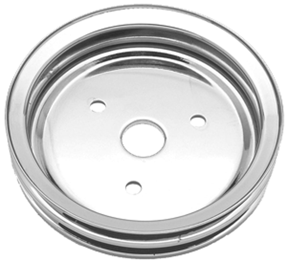 Trans-Dapt Performance Crankshaft Pulley; 2 Groove; 1955-1968 Chevrolet 283-350; Short Water Pump-Asphalt Black Powder Coat 8603