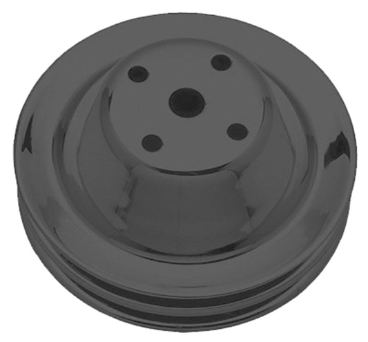 Trans-Dapt Performance Water Pump Pulley; 2 Groove; 1969-1985 Chevrolet 283-350; Long Water Pump- Asphalt Black Powder Coat 8605