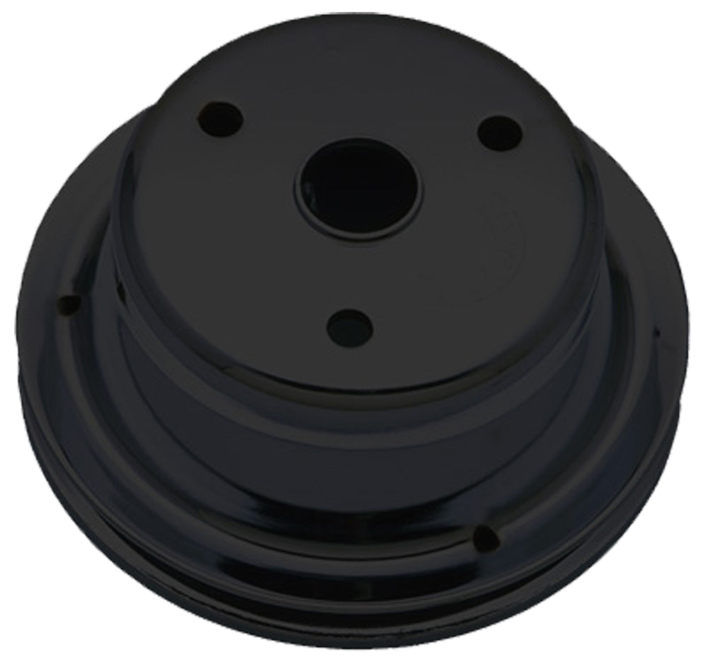 Trans-Dapt Performance Crankshaft Pulley; 1 Groove; 1969-1985 Chevrolet 283-350; Long Water Pump- Asphalt Black Powder Coat 8606