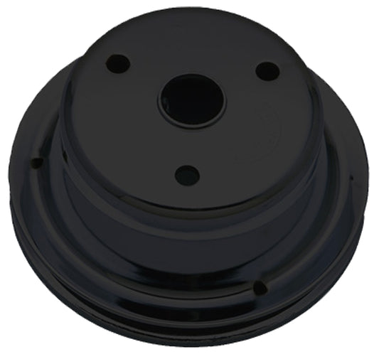 Trans-Dapt Performance Crankshaft Pulley; 1 Groove; 1969-1985 Chevrolet 283-350; Long Water Pump- Asphalt Black Powder Coat 8606