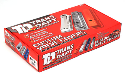 Trans-Dapt Performance Olds Ctr. Hole Asphalt Black Powder Coated Valve Covers 8611