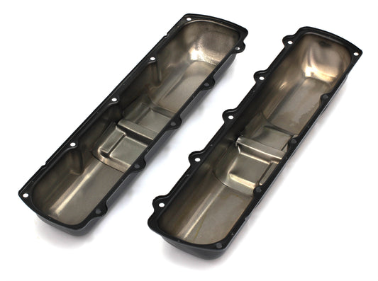 Trans-Dapt Performance Olds Ctr. Hole Asphalt Black Powder Coated Valve Covers 8611