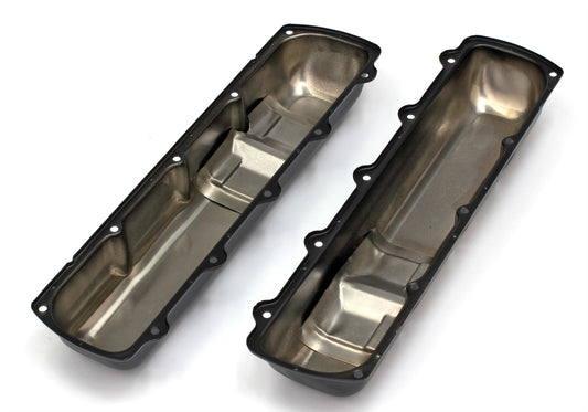 Trans-Dapt Performance Olds Offset Hole Asphalt Black Powder Coated Valve Covers 8612