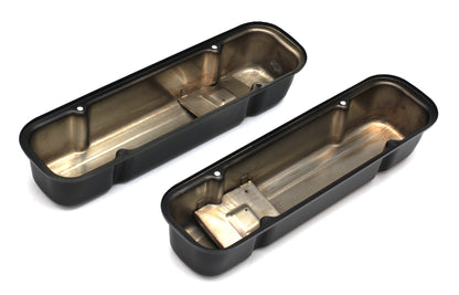 Trans-Dapt Performance Pontiac Tall Asphalt Black Powder Coated Valve Covers 8613