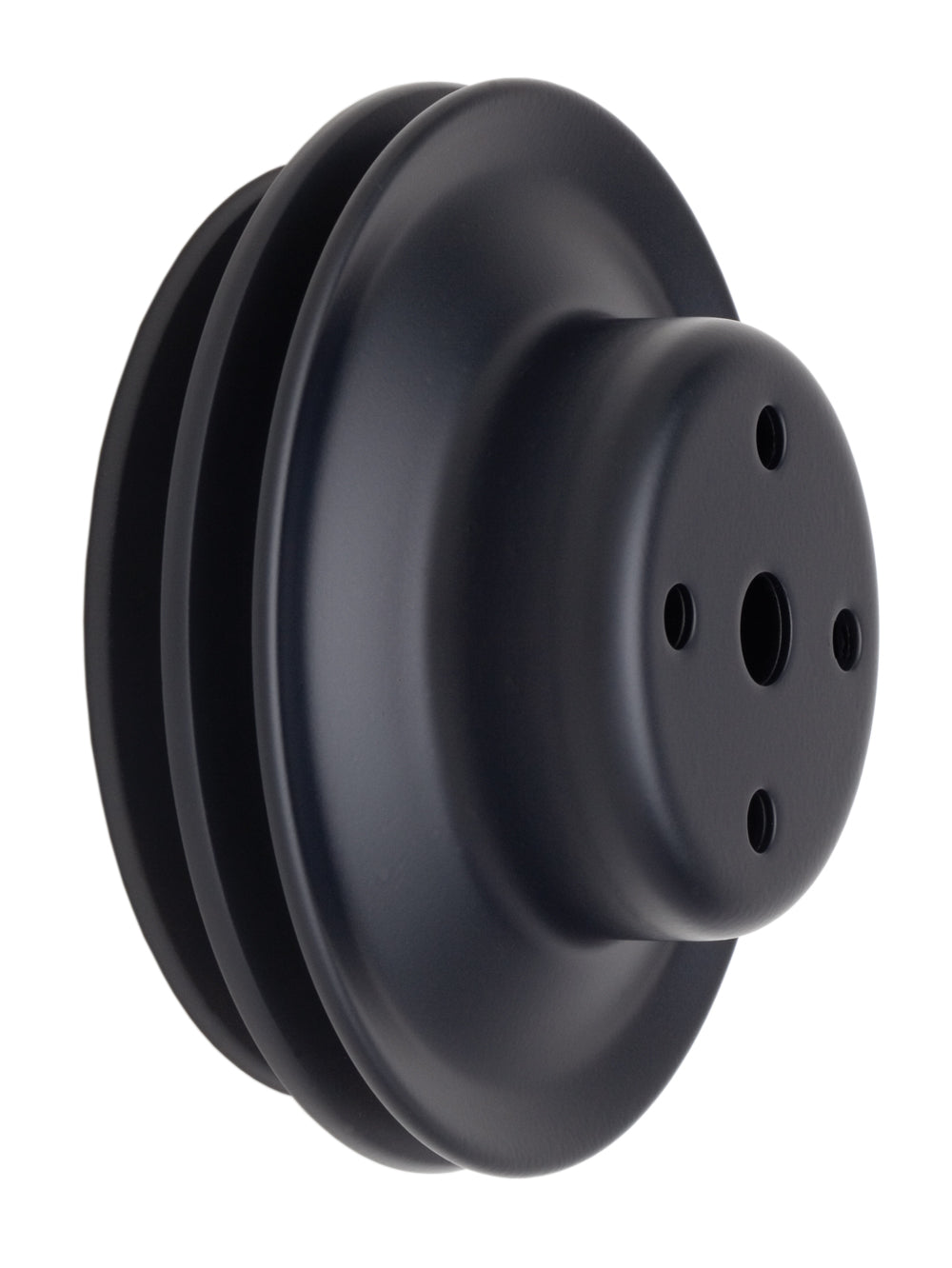 Trans-Dapt Performance Water Pump Pulley; 2 Groove; 1969-2006 Chevrolet 396-454; Long Water Pump- Asphalt Black Powder Coat 8623