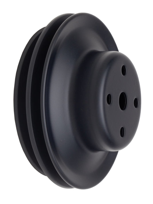 Trans-Dapt Performance Water Pump Pulley; 2 Groove; 1969-2006 Chevrolet 396-454; Long Water Pump- Asphalt Black Powder Coat 8623