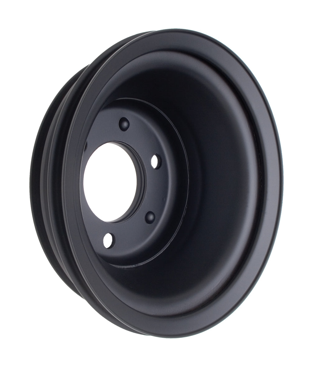 Trans-Dapt Performance Crankshaft Pulley; 3 Groove; 1969-2006 Chevrolet 396-454; Long Water Pump- Asphalt Black Powder Coat 8624
