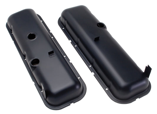 Trans-Dapt Performance O.E.M Reproduction Style Valve Covers; Short; 1965-72 Bb Chevy- Asphalt Black Powder Coated 8626