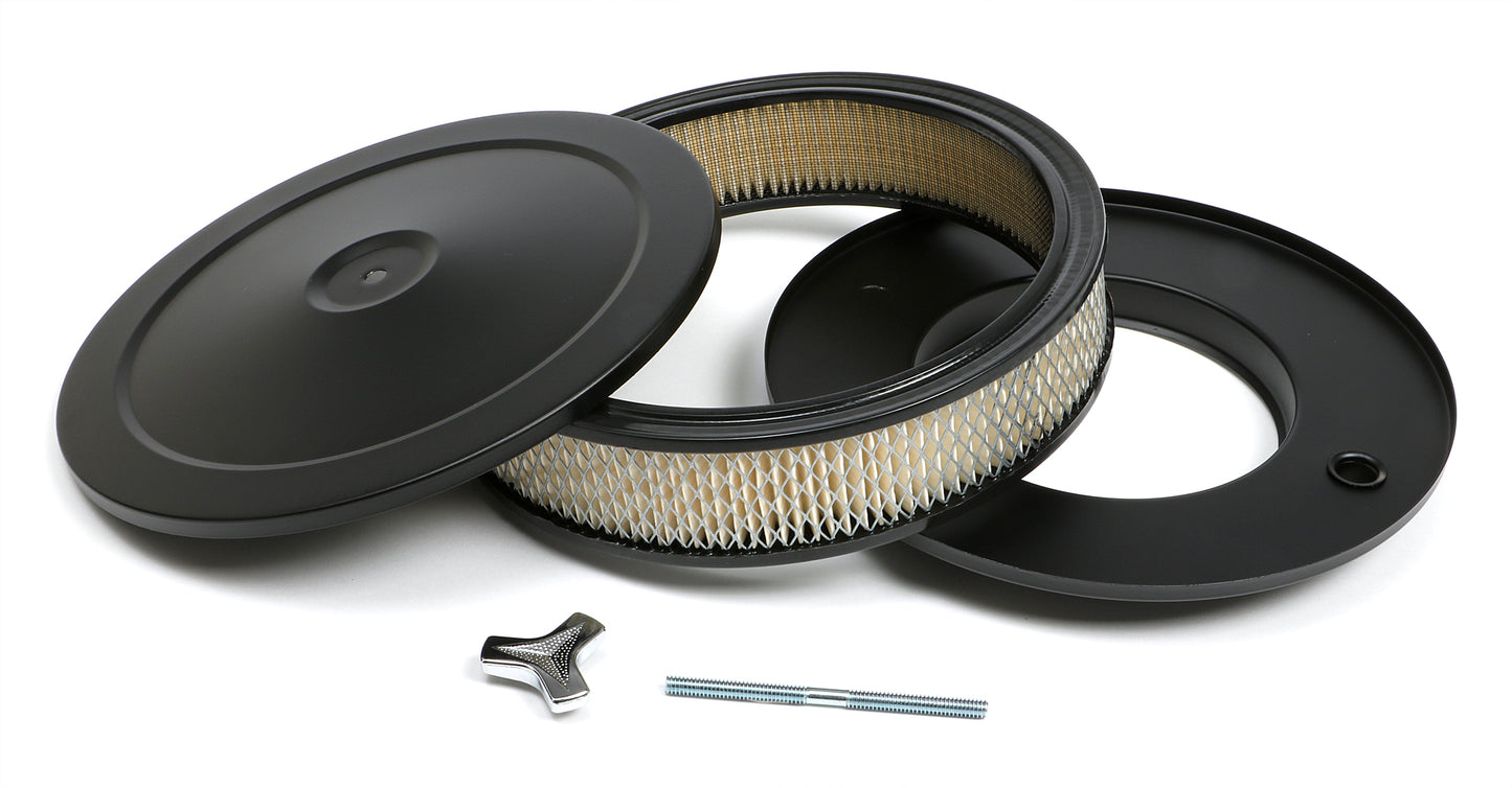 Trans-Dapt Performance Powder Coated Muscle Car Style Air Cleaner Set; 10 In. Diameter; 2-1/8 In. Tall- Asphalt Black 8641