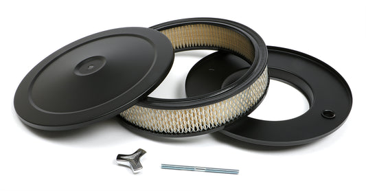 Trans-Dapt Performance Powder Coated Muscle Car Style Air Cleaner Set; 10 In. Diameter; 2-1/8 In. Tall- Asphalt Black 8641