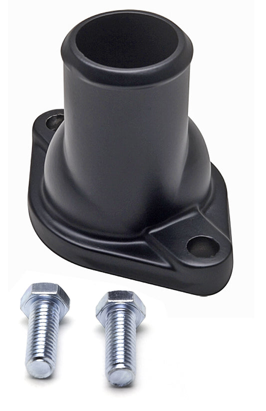 Trans-Dapt Performance Water Neck; Sb And Bb Chevy; (O-Ring Seal); Straight-Up Design- Asphalt Black Powder Coated 8648