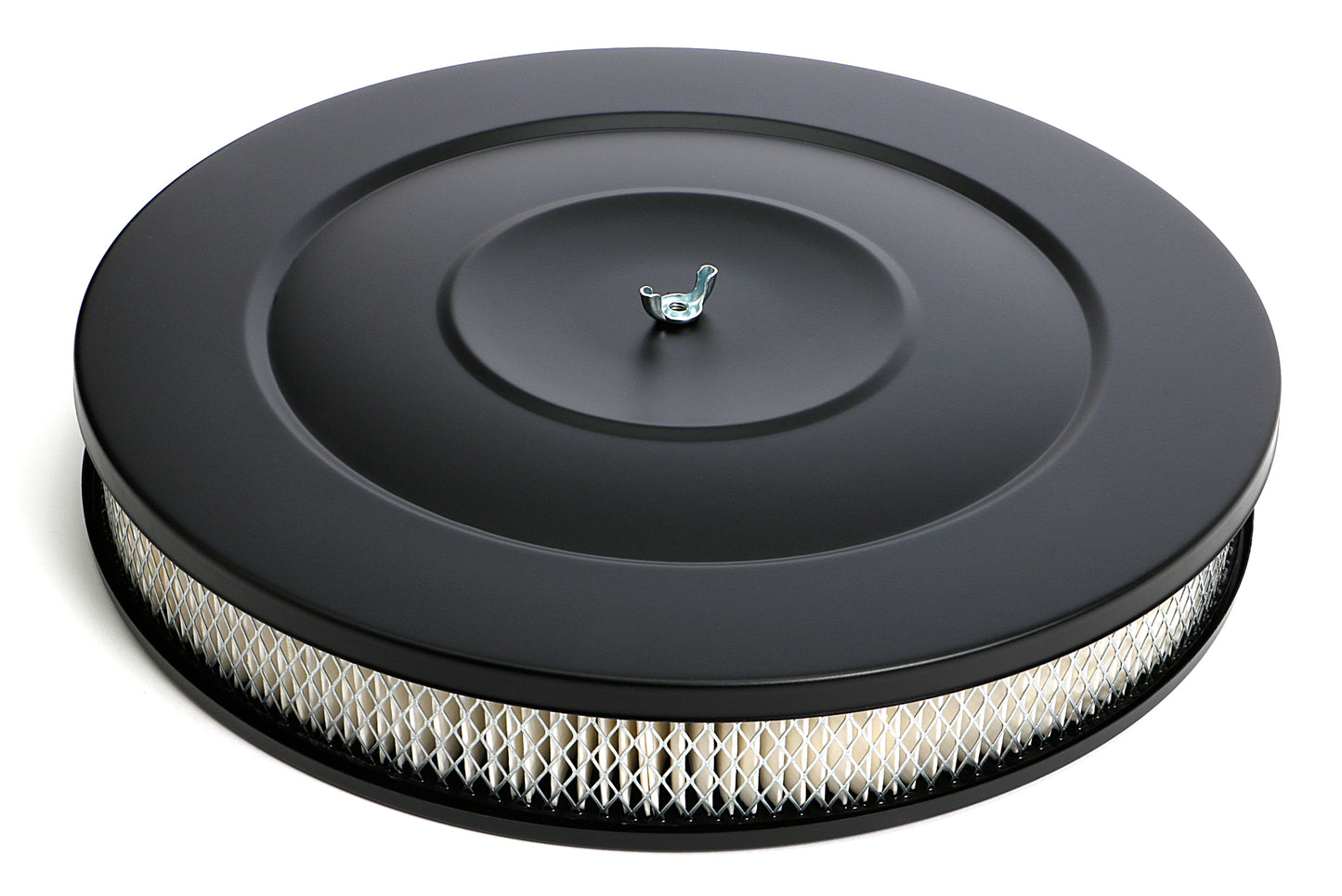 Trans-Dapt Performance Asphalt Black Powder Coated 14 In. Recess Base Air Cleaner 8660